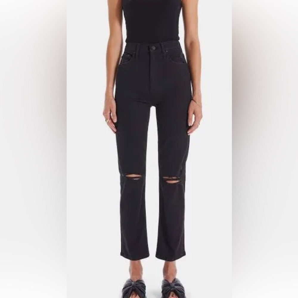 Mother women’s jeans size 27 straight leg black the dropout in guilty as sin